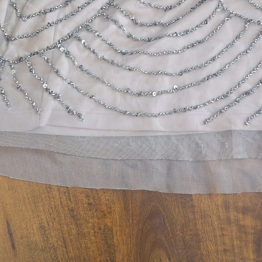 Adrianna Papell Beaded Art Deco Blouson Floor Length Gown Size 14 - Picture 10 of 14
